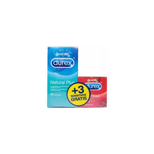 Durex Natural Plus 12 + Durex Sensitivo 3