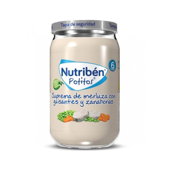 Nutribén Potitos Suprema de Merluza con Guisantes y Zanahorias 235gr