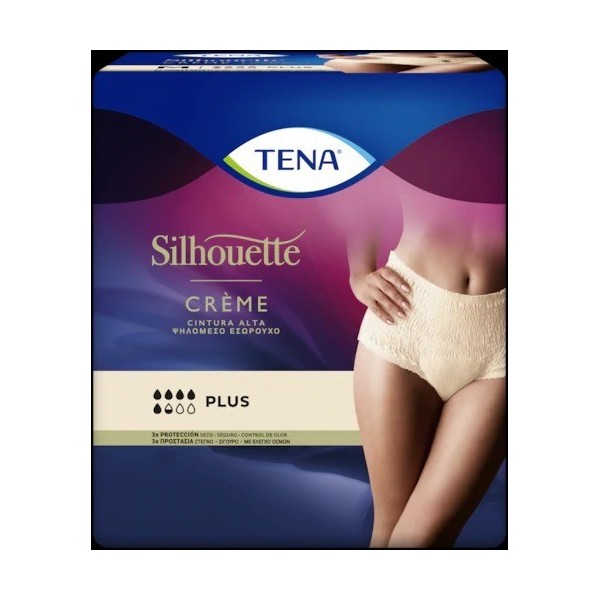 Tena Silhoutte Plus Cintura Alta Crema Talla Grande 9 uds