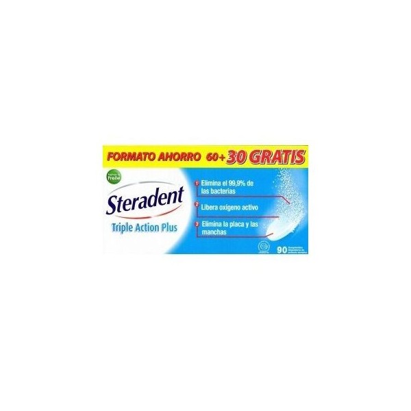 Steradent Triple Acción Plus Protesis Dental 60+30 Comprimidos