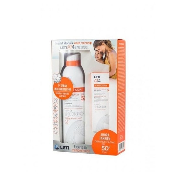 Leti At4 Pack Spray Protector SPF-50 + Crema Facial 50ml