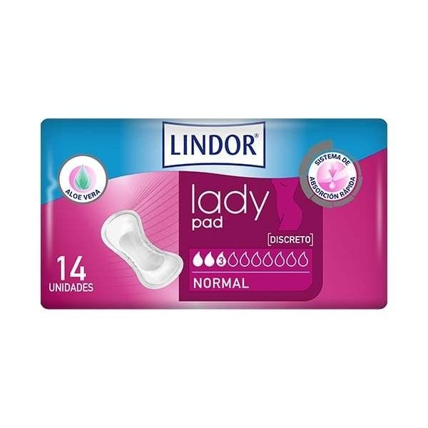 Lindor Lady Pad Normal 3 gotas 14 ud