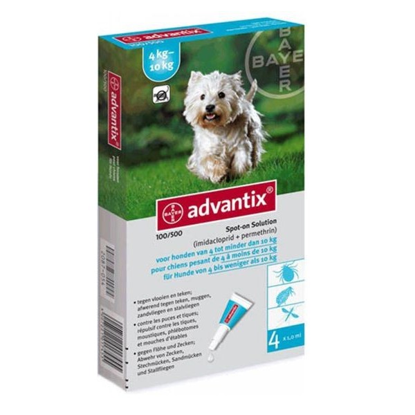 Bayer Advantix Perros de 4 Hasta 10kg 4 Pipetas