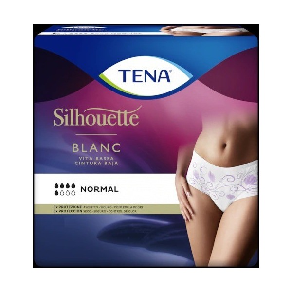 Tena Silhouette Normal Cintura Baja Blanco Talla Mediana 12 uds